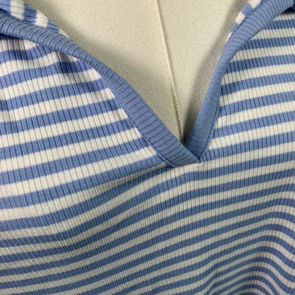 Lane Bryant Blue White Striped Sleeveless Polo Top Plus 26/28 Ribbed Stretch New - Picture 8 of 15